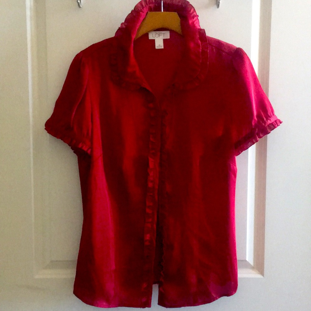 Silky red LOFT blouse 12